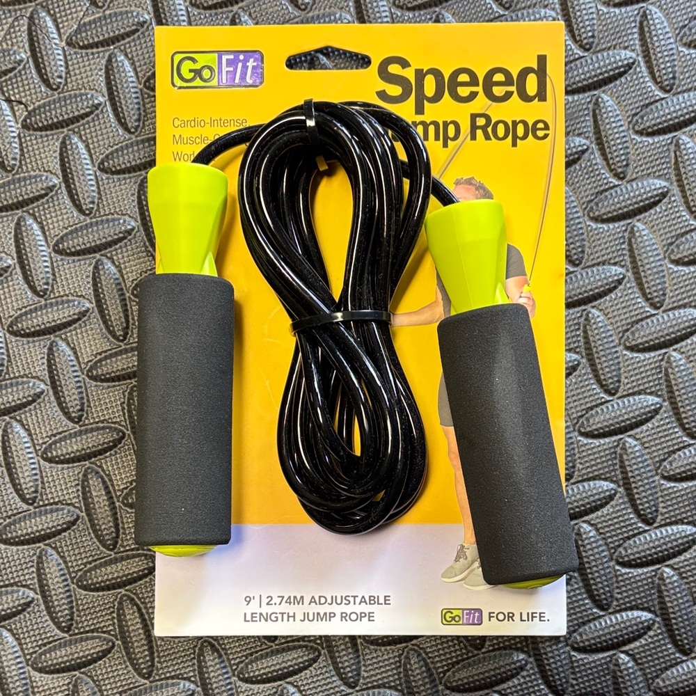 NWT GoFit Speed Jump Rope with Black and Green Handles workout